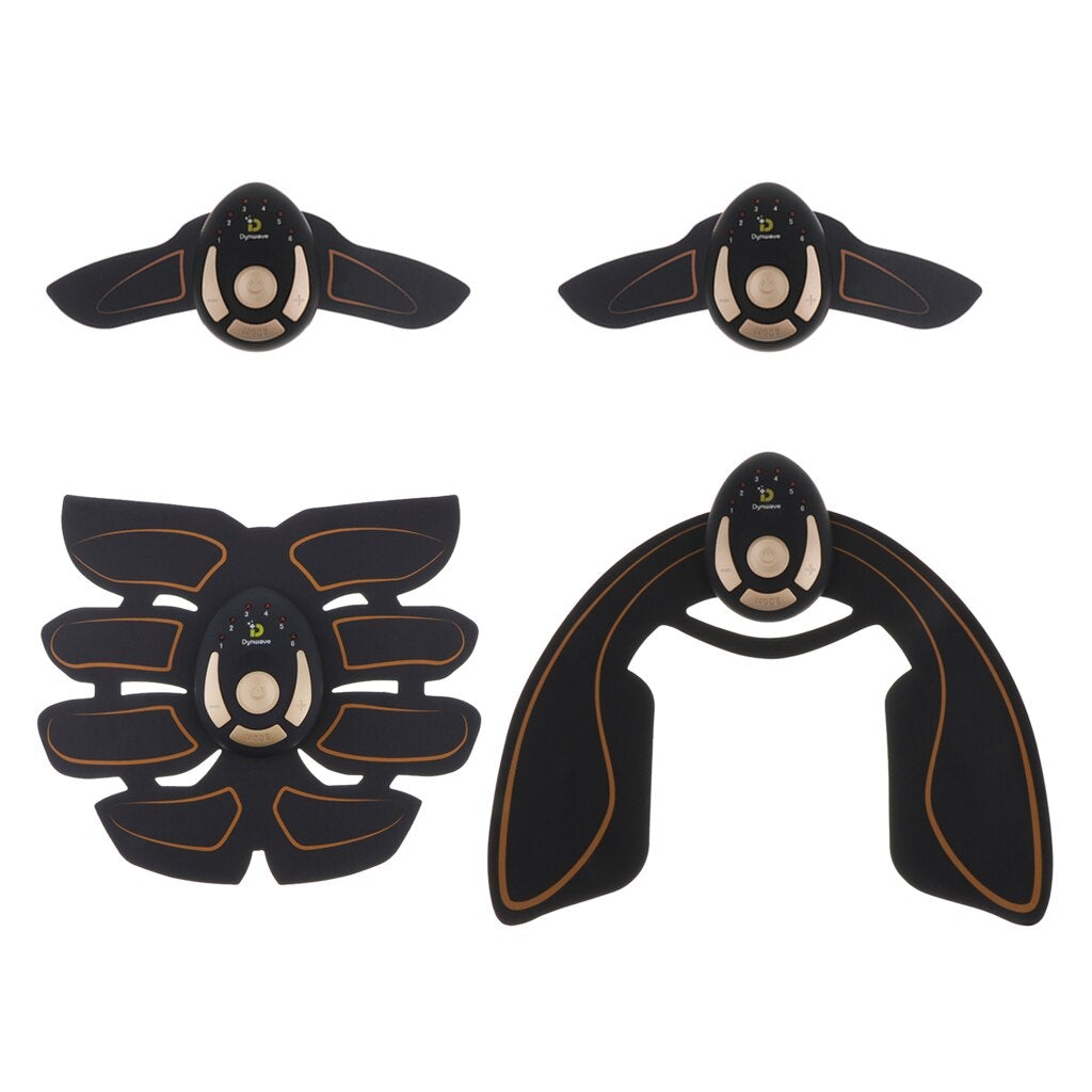 Four black and gold electronic devices on a white background