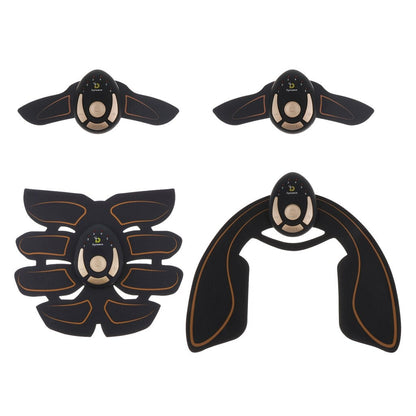 Four black and gold electronic devices on a white background