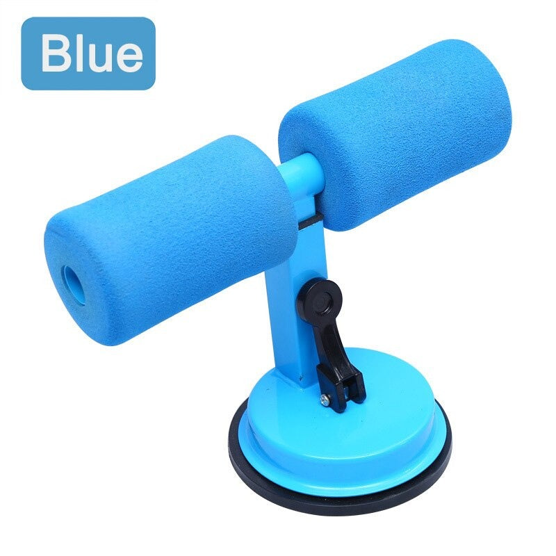 Blue arm exercise device with a suction cup on a white background
