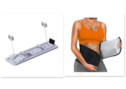 Electromagnetic therapy device and person using a waist support belt on a white background