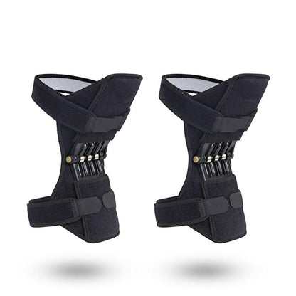 Pair of black knee braces on a white background