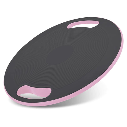 Black and pink balance board on a white background