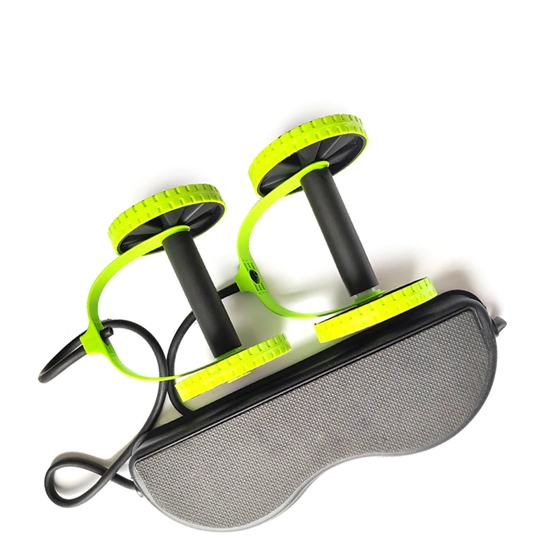 Ab roller with green handles on a white background