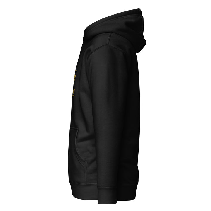 SmartShop7 Premium Unisex Hoodie – Black Edition with gold luxury logo.