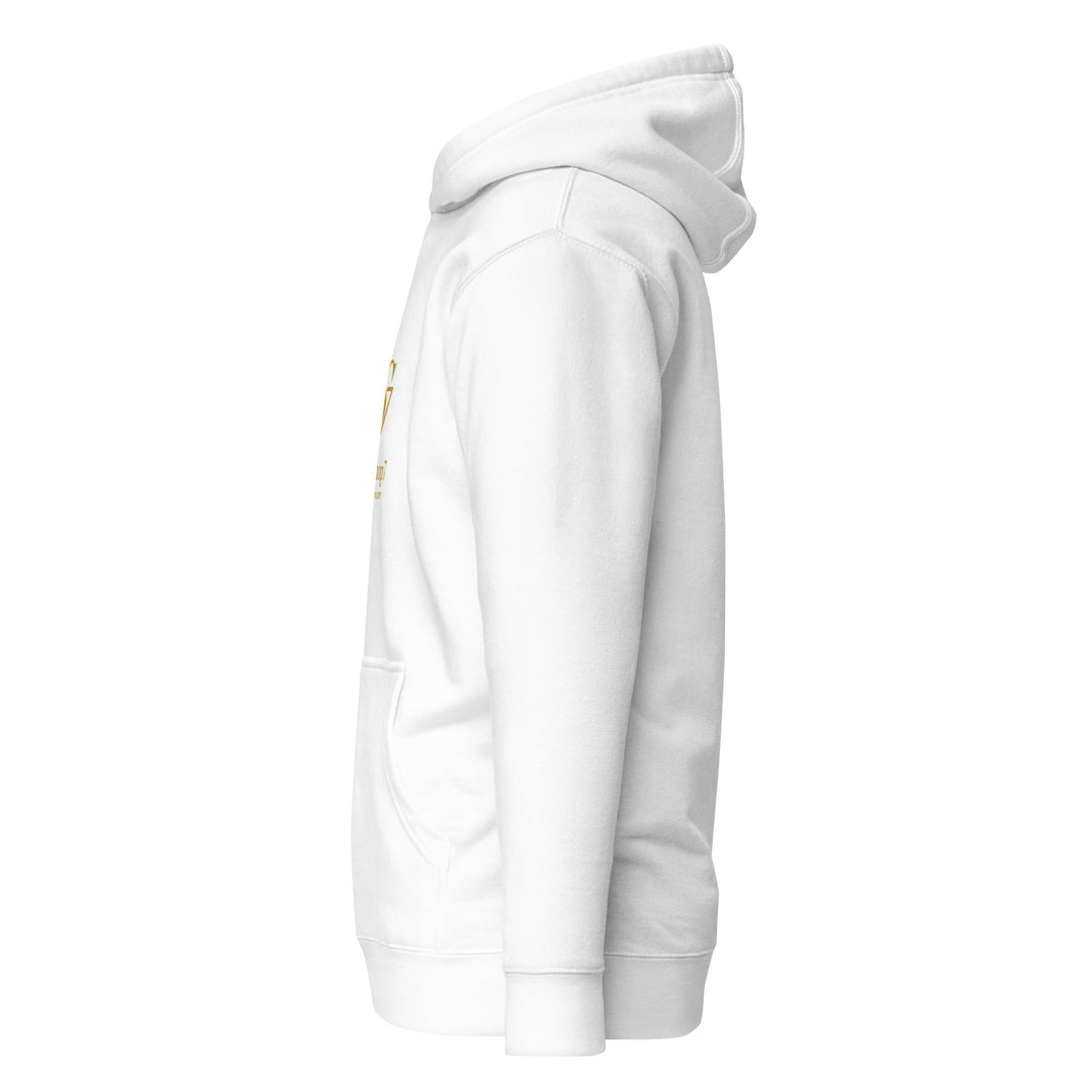 SmartShop7 Premium Unisex Hoodie – White Edition with gold luxury logo