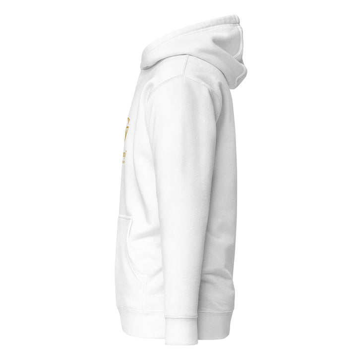 SmartShop7 Premium Unisex Hoodie – White Edition with gold luxury logo