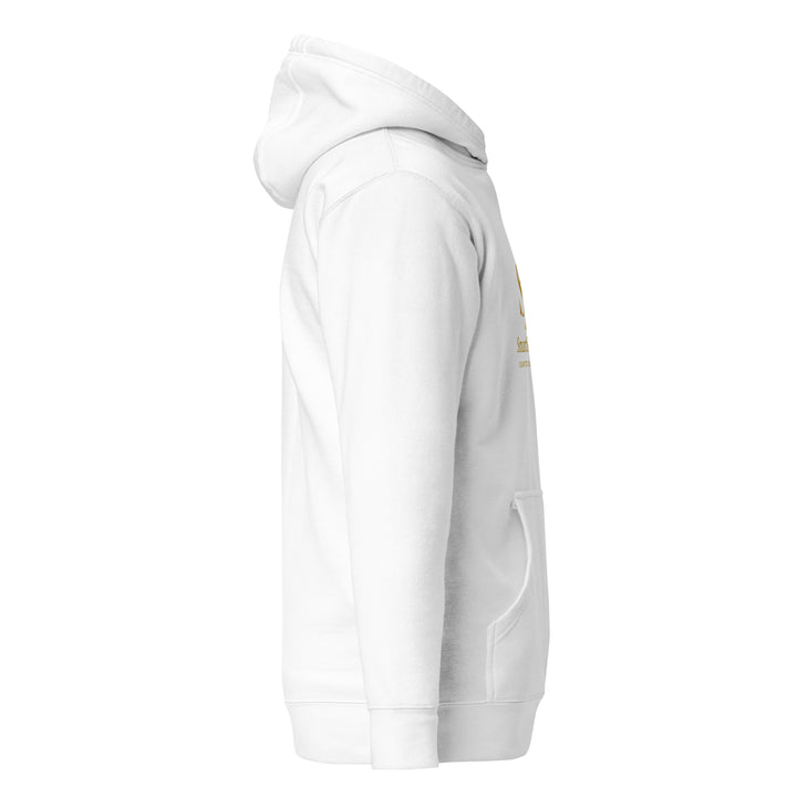 SmartShop7 Premium Unisex Hoodie – White Edition with gold luxury logo