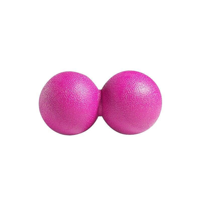 Two pink massage balls on a white background