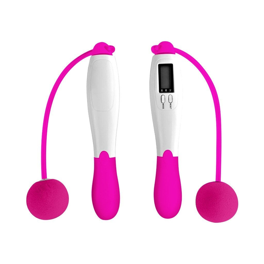 Pink and white digital jump rope on a white background