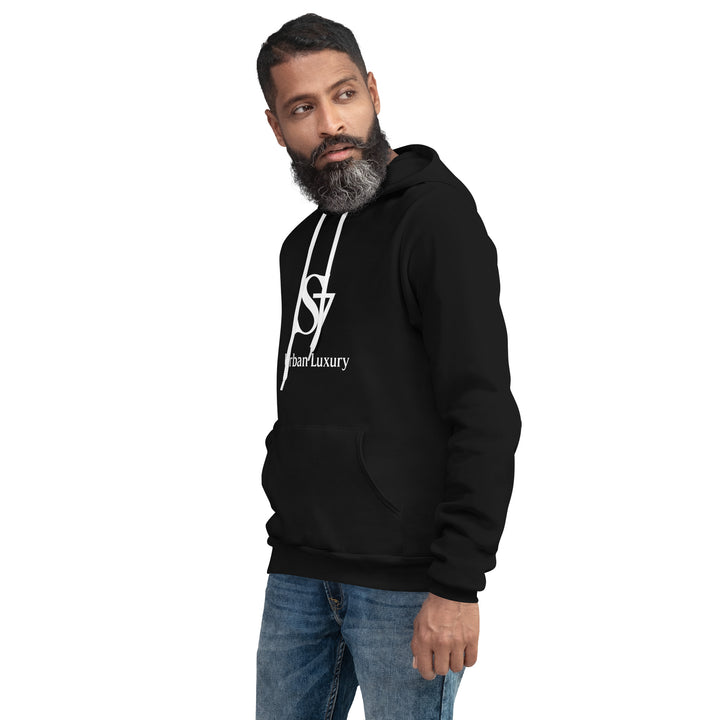 Black unisex hoodie with S7 Urban Luxury logo on the front
