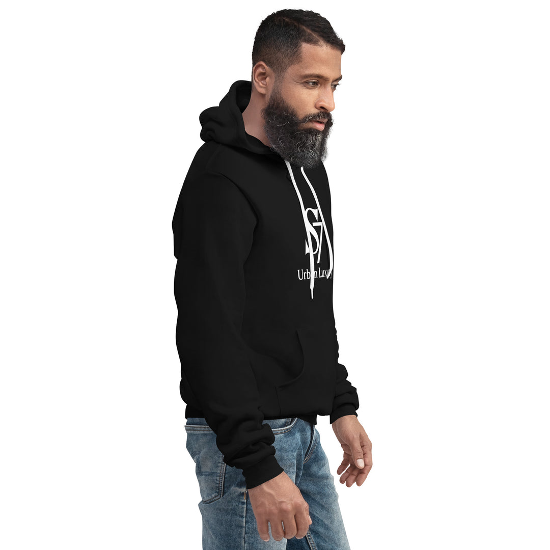 Black unisex hoodie with S7 Urban Luxury logo on the front
