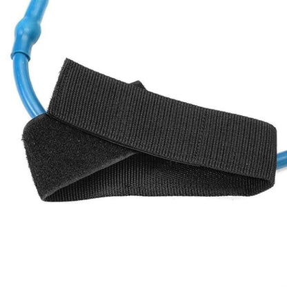 Black strap with blue cable on a white background